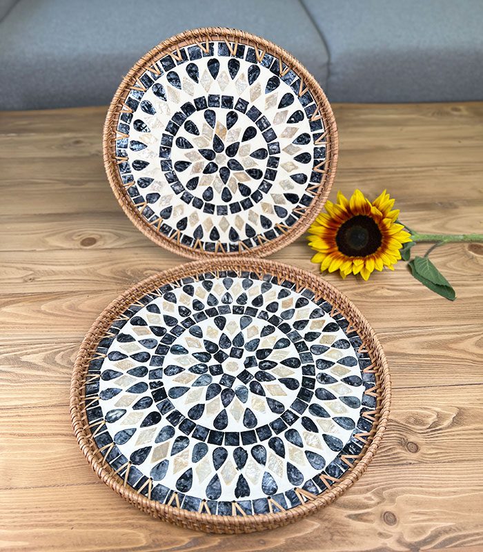 سینی صدف و راتان گرد