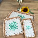 سینی صدف و راتان مستطیل سه تکه