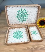 سینی صدف و راتان مستطیل سه تکه - Image 5