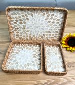 سینی صدف و راتان مستطیل سه تکه - Image 4