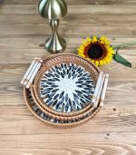 سینی صدف و راتان دسته دار - Image 9