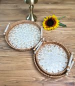 سینی صدف و راتان دسته دار - Image 3