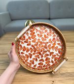 سینی صدف و راتان دسته دار