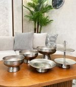 ظروف پذیرایی چکشی نقره ای - Image 5