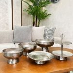 ظروف پذیرایی چکشی نقره ای